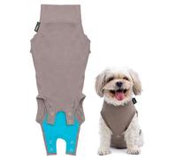 Suitical - The Original Dog Surgery Recovery Suit - Replace E-Collar & Cone - Spay, Neuter, Wounds, Prevent Licking - XSmall - Neck to Tail 15.7-17.7in - Chest 18-24in - Weight 18-28lbs Sandstone Grey