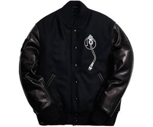 Suiting Style Def Jam Recording Varsity Bomber Jacket - Black Letterman Wool With Leather Jacket For Men