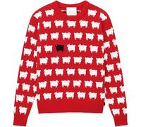 Suiting Style Lady Princess Diana Fleece Sweater for Women in Black Sheep Red Color - Princess Diana Black Sheep Sweater