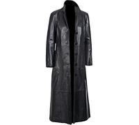 Suiting Style Men’s Black Duster Full Body Long Leather Coat - Men’s Vintage Trench Coat - Lambskin Leather Jacket (UK, Alpha, XXL, Regular, Regular, Black)
