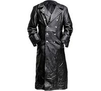 Suiting Style Men’s Black Duster Full Body Long Leather Coat - Men’s Vintage Trench Coat - Lambskin Leather Jacket (UK, Alpha, XXL, Regular, Regular, German Coat (Black))