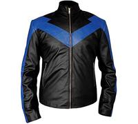 Suiting Style Mens Dick Grayson Danny Shepherd Black Nightwing Leather Jacket Costume