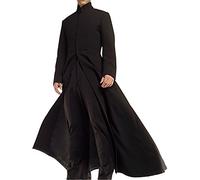 Suiting Style Mens Matrix Keanu Reeves Neo Cotton Black Long Trench Coat Costume