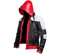 Suiting Style Men's Superhero Red Hood Leather Jacket + Vest Batman Arkham Knight Jason Todd 2 in 1Biker Jacket