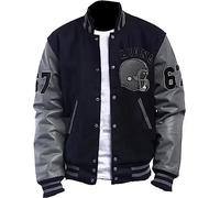 Suiting Style Mens Tom Hardy Venom 2 Detroit Lions Varsity Wool and Leather Jacket, Black, XL