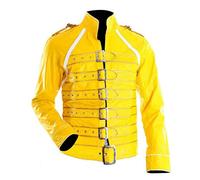 Suiting Style Unisex Freddie Mercury Leather Jacket Yellow Wembley Queen Concert Costume Men