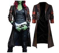 Suiting Style Women's Guardians Zoe Saldana Gamora Galaxy Cosplay Costume Long Faux Leather Trench Coat