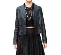 Suiting Style Women's Jennifer Lawrence Black Slimfit Biker Genuine Leather Jacket