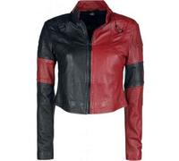 Suiting Style Women's Squad Genuine Leather Jacket For Ladies | Live Fast Die Harley Clown Black and Red Leather Jacket