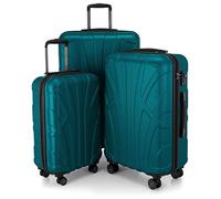 Suitline - Expandable Luggage Set, Carry On Trolley 55cm + Medium Sized Suitcase 66cm + LargeTrolley 76cm, ABS, TSA, Aquagreen