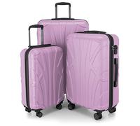 Suitline - Expandable Luggage Set, Carry On Trolley 55cm + Medium Sized Suitcase 66cm + LargeTrolley 76cm, ABS, TSA, Lilac