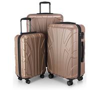 Suitline - Expandable Luggage Set, Carry On Trolley 55cm + Medium Sized Suitcase 66cm + LargeTrolley 76cm, ABS, TSA, Gold