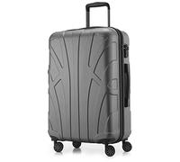 Suitline - Hardshell Suitcase Trolley Travel Luggage Hardcase with Extension, TSA, 66 cm, 58-68 litres, 100% ABS mat, Silver