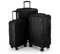 SUITLINE - Set of 3 Hardshell suitcases, Travel suitcases, Trolley, Rigid luggages, TSA, (55 cm, 66 cm, 76 cm), 100% ABS, mat, Black