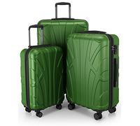 Suitline Luggage Set 3 Pieces ABS Hard Shell Cabin 55 cm Medium 66 cm Large 76 cm Expandable with TSA Lock 4 Double Wheels Telescopic Handle, Green