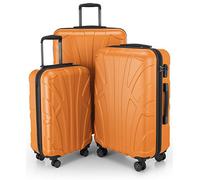 SUITLINE - Set of 3 Hardshell suitcases, Travel suitcases, Trolley, Rigid luggages, TSA, (55 cm, 66 cm, 76 cm), 100% ABS, mat, Orange