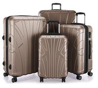 Suitline - Set of 4 Hard-Side Luggages Trolley Hardside Hard Shell Suitcase Expandable, TSA, (S, M, L & XL), Gold