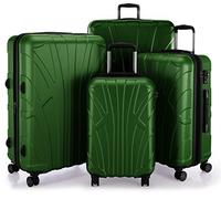 Suitline - Set of 4 Hard-Side Luggages Trolley Hardside Hard Shell Suitcase Expandable, TSA, (S, M, L & XL), Green