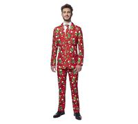 Suitmeister Men's Christmas Suit - Christmas Tree & Stars Outfit Slim Fit - Red