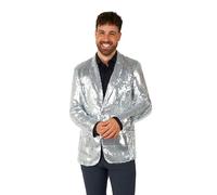 Suitmeister Sequins Christmas Blazer for Men - Slim Fit - Shiny New Years Party Jacket - Silver
