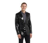 Suitmeister Sequins Party Blazer for Men - Slim Fit - Shiny Christmas, NYE, Prom Party Jacket - Black - Size: S