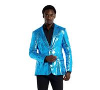 Suitmeister Sequins Party Blazer for Men - Slim Fit - Shiny Christmas, NYE, Prom Party Jacket - Blue - Size: M