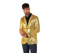 Suitmeister Sequins Party Blazer for Men - Slim Fit - Shiny Christmas, NYE, Prom Party Jacket - Gold - Size: S