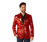 Suitmeister Sequins Party Blazer for Men - Slim Fit - Shiny Christmas, NYE, Prom Party Jacket - Red - Size: XL