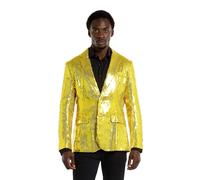 Suitmeister Sequins Party Blazer for Men - Slim Fit - Shiny Christmas, NYE, Prom Party Jacket - Yellow - Size: S