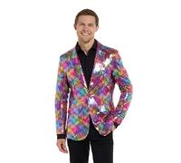 Suitmeister Sequins Rainbow Blazer for Men - Slim Fit - Shiny Pride Party Jacket - Rainbow - Size: M