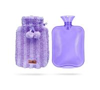 suitmine Hot Water Bottle PVC 2L Leak-Proof with Removable Soft Furry Cover for Pain Relief Hot and Cold Therapy,Hands Feet Abdomen and Neck Warmer,Cord Lock,Purple