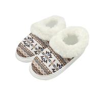 SUITOSELFY Brown Aztec Slippers for Women Indoor Outdoor Geometric Non-Slip Womens Slippers Size 8-9 Comfy Winter Women House Shoes Cozy Fur Slipper with Polar Fleece Lining