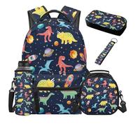 SUITOSELFY Colorful Dragon Backpack School Backpacks for Girls Kids Backpacks with Lunch Box Pencil Bag Water Bottle Bag Lightweight Bookbag for Teens Casual Travel Daypack