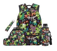 SUITOSELFY Colorful Dragon Kawaii Backpack for School BoysSchool Backpacks for Kids Large Travel Rucksack 5 pcs Bookbags with Lunch Box Set Water Bottle Bag Pencil Case