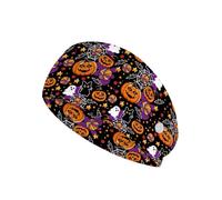 SUITOSELFY Jack-O-Lantern Design Headbands with Buttons for Women,Halloween Headbands Hair Accessories Elastic Head Bands Holiday Hair Bands for Yoga Workout