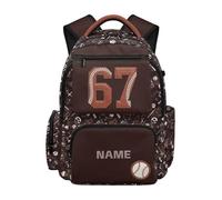 SUITOSELFY Kids Backpack for Boys 17 Inch Portable School Bags with Front Zipper Vintage Baseball Lightweight Travel Ruckpack Waterproof Laptop Daypack 10-12 Years Number Six Seven