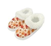 SUITOSELFY Red Maple Leaf Womens Slippers Indoor Outdoor Thanksgiving Full Slippers for Women Size 8-9 Comfy Warmth Womens House Slipper Fuzzy House Shoes with Heel Cover