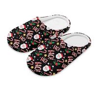 SUITOSELFY Santa Claus Slippers for Women Size 9-10 Christmas Candy Canes Plush Upper Women'S Slippers Indoor Light Bedroom House Shoes with Flannel Lining Fashion Fur Slipper