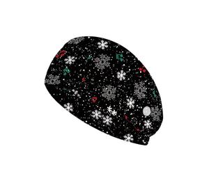 SUITOSELFY Snowflake Print Headbands with Button for Mask,Chritmas Nurses Headbands Non Slip Elastic Nursing Headbands for Women Sweatband Headband for Work Athletic Yoga