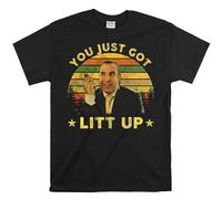 Suits Shirt, Louis Litt You Just Got Litt Up Vintage T-Shirt, Comedy Movie Shirt, Movies Quote Unisex Tshirt, Sunset Design Retro Shirt Black