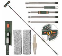 Suitteng Window Squeegee Cleaning Telescopic 230CM for High Windows, Squeegee Shower Cleaner Scraper with Absorbent Microfiber Cloths, Adjustable Window Cleaning Kit for Glass, Car, Bathroom, Floor