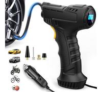 Suitu Car Tyre Tire Inflator, Portable Electric Tyre Pump, Vehicle Air Compressor, 12V 150PSI, Digital with LED Light and 3 Nozzle Adaptors for Car Motorcycle Bicycle