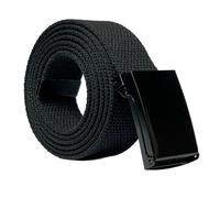 SUITUA Cut To Fit Canvas Web Belt Size Up to 52" with Flip-Top Solid Black Military Buckle 1.25 inch wide