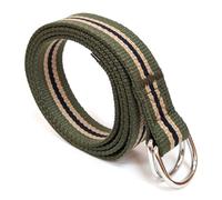 SUITUA Mens and Womens Canvas Belt with D-ring-Double Ring Belt- 25mm Wide Solid Color,Extra Long- 49 inches-Green Khaki Navy, Red, Large