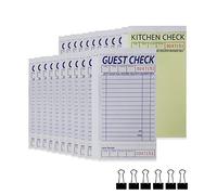 suituts [24 Books] Guest Checks Server Note Pads, 2-Part Carbonless Guest Check Pads Order Pads for Restaurants, Server, Waitress, 50 Sheets Per Server Pads Total 1200, Extra 6 Clips