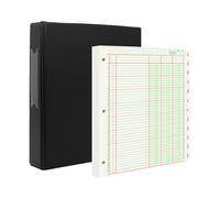 suituts Accounting Book, 100 Sheets with 3 Ring Binder and Monthly Tabs, 3 Column Column Analysis Blocks, Refillable Accounting Book, 8.5 x 11 Inch