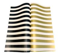 Suiwen 150 Gold and White, Black and White Striped Wax Paper, Food Picnic Paper, Greaseproof Paper,Waterproof Dry Hamburger Paper Liners Wrapping Tissue for Plastic Food Basket(Gold/Black/White)