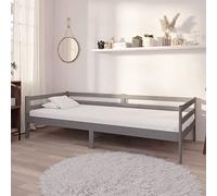 Suiwen Day Bed Sofa Bed Single Trundle Bed Frame For Adults Children Teenagers Grey Solid Pinewood 90x200 cm
