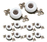 suiwotin 10pcs Ceramic Knobs White Dresser Knobs, Vintage Cabinet Knobs with Antique Bronze Back Plate, Decorative Drawer Knobs Pull Handles for Closet, Cupboard