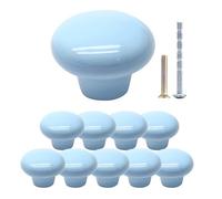 suiwotin 10pcs Light Blue Ceramic Knobs, Round Ceramic Cabinet Knobs, Pantry Cabinet Knobs Pulls, Decorative Ceramic Drawer Knobs Pull Handles for Closet, Cupboard, Furniture Door Knobs
